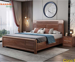 Giường ngủ gỗ tự nhiên hiện đại-GNHD001