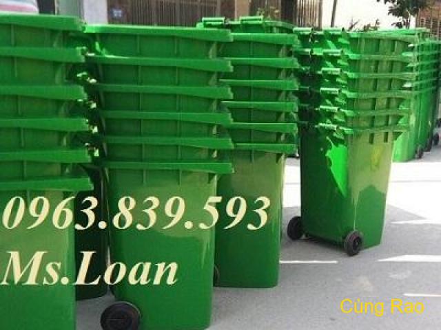 Thùng rác đô thị 240L màu xanh lá, thùng rác công cộng 240lit. lh 0963 839 593 Ms.Loan