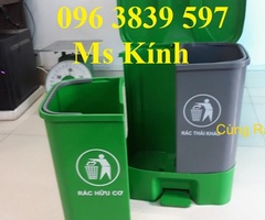 Thùng rác nhựa đạp chân 2 ngăn 40 lít phân loại rác - 096 3839 597 Ms Kính