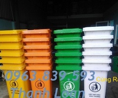 Thùng rác 120lit màu xanh lá, cam, vàng phân loại rác y tế / 0963 839 593 Ms.Loan