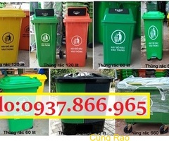 Thùng rác theo thông ty bộ y tế, thùng rác 120l nhựa HPDE