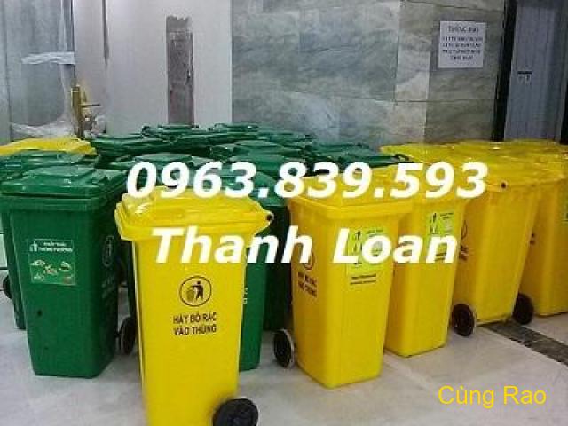 Thùng rác y tế 120L màu xanh lá, cam, vàng - giá thùng rác nhựa 120lit / 0963.839.593 Ms.Loan