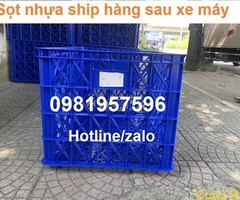 Sọt nhựa chở hàng xe máy, sọt 8 bánh xe, hàng sẵn kho