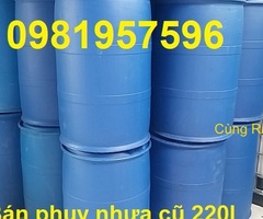 Thùng phuy nhựa 4 đai 220 lít cũ làm giàn nổi chống lũ