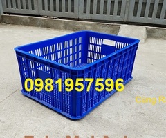 Sóng nhựa hở kích thước 61x42x25 cm, sọt nhựa đựng rau củ quả, sọt đựng hải sản