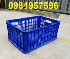 Sóng nhựa hở kích thước 61x42x25 cm, sọt nhựa đựng rau củ quả, sọt đựng hải sản