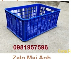 Sóng nhựa hở kích thước 61x42x25 cm, sọt nhựa đựng rau củ quả, sọt đựng hải sản