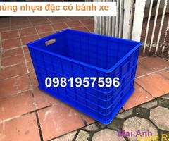 Thùng nhựa có bánh xe, Thùng nhựa có bánh xe đẩy, thùng nhựa đặc có 5 bánh xe