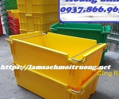 Bán thùng nhựa có quai sắt 2 đầu, thùng nhựa đặc