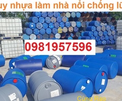 Thùng phuy nhựa nắp kín làm nhà nổi chống lũ