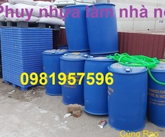 Thùng phuy nhựa nắp kín làm nhà nổi chống lũ