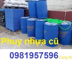 Thùng phuy nhựa, thùng phi nhựa 200l cũ, thùng phi nhựa 220l