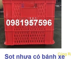 Sọt nhựa, sọt nhựa có bánh xe, sóng nhựa hở có bánh xe, sọt nhựa lớn có bánh xe