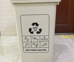 Thùng rác ghép bộ 2 - nắp màu giúp phân loại rác thải tại nguồn