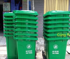 Thùng rác nhựa HDPE 240L nắp kín, có bánh xe di chuyển